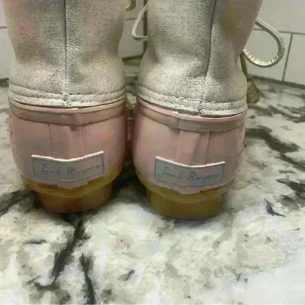 Jack Rogers Chloe Blush Metallic Rain Duck Boots Women's 7M NWOB Sherpa Lining